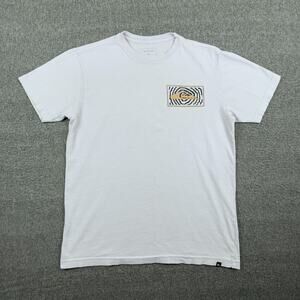 Quiksilver T-Shirt Men's Medium White‎ Abstract Art Beach Surf Skate Y2K